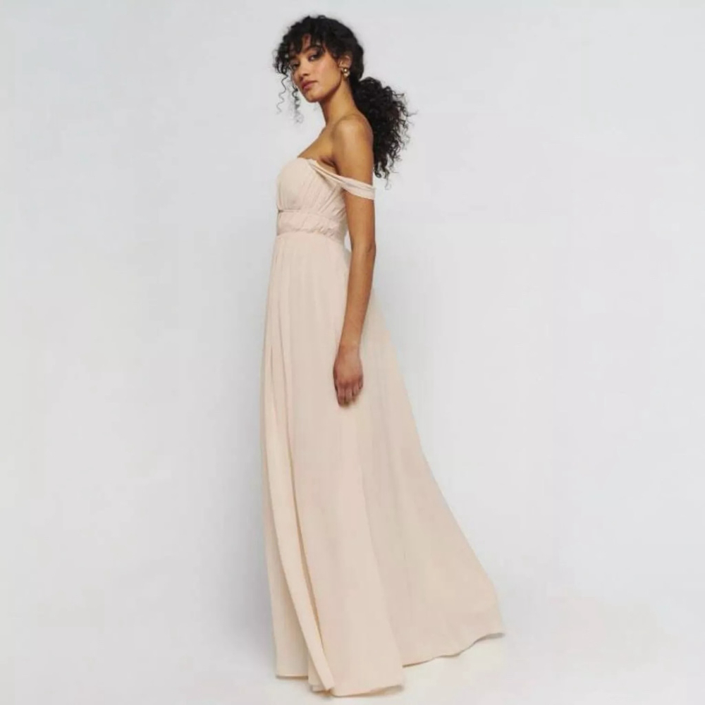 Reformation Jayde Maxi Dress Size 2 Soft Pink Prosecco Corset Style Bridesmaid